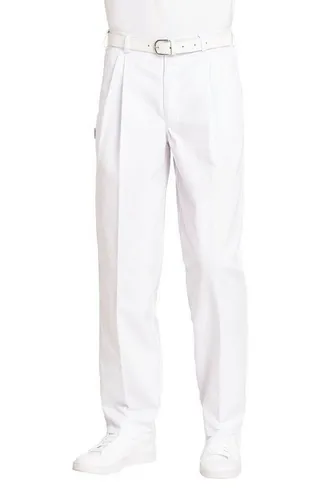 Leiber Herren Hose weiß 12/8232/01 - Stoffhose für Herren mit bequemer Oberschenkelweite und Gummizug im Rücken, ideal für den professionellen Einsatz und Industriewäsche geeignet.