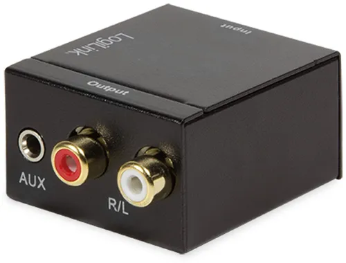 LogiLink CA0101 - Koaxial und Toslink auf Analog L R Audio-Konverter, elektromagnetisch-rauschfrei für optimale Klangqualität
