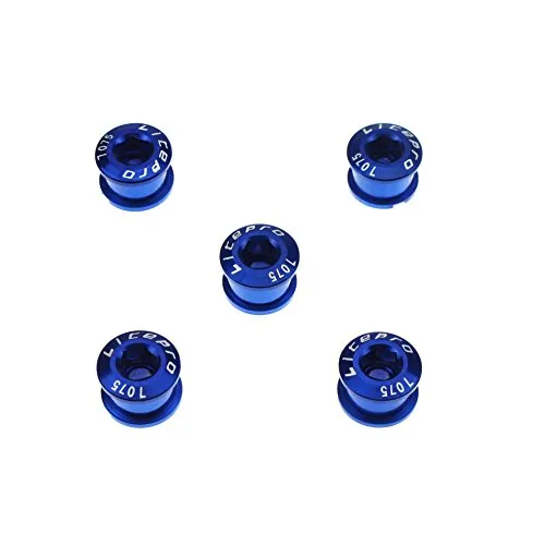 CYSKY Einzelne Kettenblattschrauben 5er-Pack M8 Single Short Chain Ring Bolts Fit für Rennrad, Mountainbike, BMX, MTB, Fixie（Blau）
