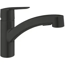 Grohe Start Küchenarmatur 303072431 schwarz matt - Elegante Einlochmontage mit herausziehbarer Dual Spülbrause, GROHE SilkMove Technologie für präzise Temperaturkontrolle und schwenkbarem Gussauslauf - ideal für moderne Küchen.