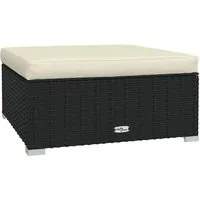 vidaXL Garten-Fußhocker mit Kissen Schwarz 70x70x30 cm - Gartensofa, wasserbeständig und bequem mit abnehmbarem Kissen, perfekt für entspannte Stunden im Freien.
