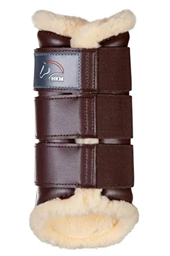 HKM 8585 Gamaschen Comfort, Teddyfutter - Anatomisch angepasste Gamaschen aus strapazierfähigem Lederimitat mit weichem Teddyfutter für optimalen Schutz und Komfort des Pferdebeins. Maschinenwaschbar und trocknergeeignet, ideal für Pflege und Haltbarkeit.