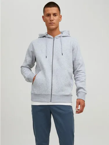JACK & JONES Jjestar Basic Sweat Zip Hood Kapuzenjacke - Kapuzenpullover für Herren, zeitloses Design in Light Grey Melange, ideal für Freizeit und Alltag.