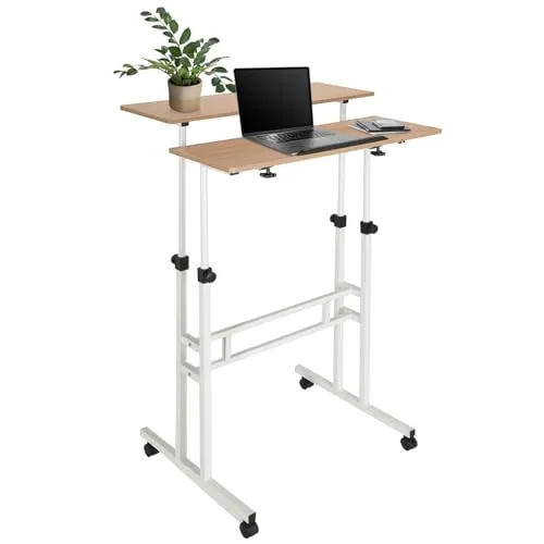 hJh-OFFICE Computertisch Workstation I - Kinderschreibtische, höhenverstellbar und mobil mit Rollen, ideal für flexibles Arbeiten und Lernen