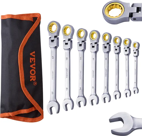 Flexhead Ratschenschlüsselsatz 8-teilig Metrisch 8-17mm - Ratschenschlüssel, 8-teiliges Set mit Flexhead für optimale Zugänglichkeit in engen Bereichen und einfache Handhabung.