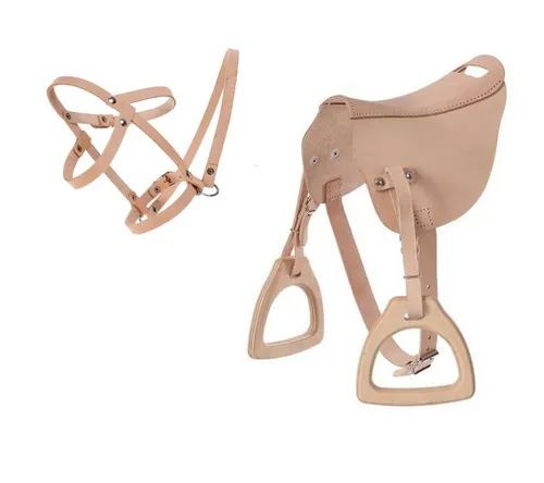 Jamso Design Schaukelpferd Ledersattel & Halfter für JOLLY - Schaukeltiere – Edles Leder-Set aus Handarbeit für das Schaukelpferd Jolly, bietet ein realistisches Reiterlebnis mit höhenverstellbaren Steigbügeln und ergonomischem Design.