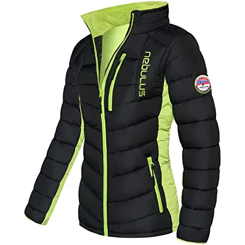Nebulus Damen Jacke GRAFFITY, warme Outdoorjacke, praktische & vielseitige Übergangs- & Winterjacke, schwarz-lime_gr - S/36