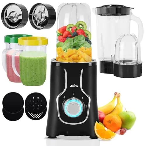 Brixy Blender - Smoothie Maker - 3-in-1-4 Becher - 1000ML Kanne - Mini Blender - Schwarz