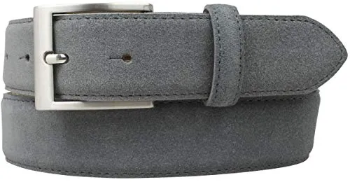 BELTINGER Italienischer Veloursleder-Gürtel, 35 mm breit, Herren, Anzuggürtel, Hosengürtel, Wildleder, Edelstahl-Gürtelschnalle Silber | Dunkelgrau 100cm