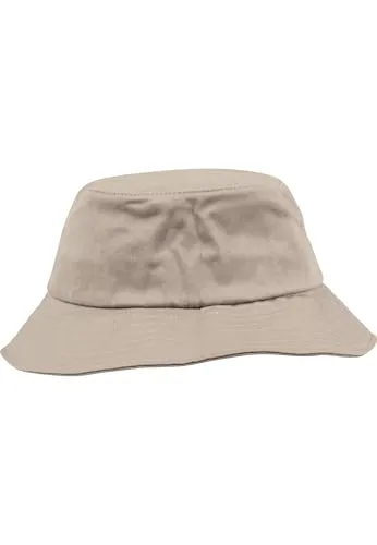Flexfit Cotton Twill Bucket Hat - Unisex Anglerhut für Damen und Herren, einfarbig, mit patentiertem Band, Farbe Khaki, one Size