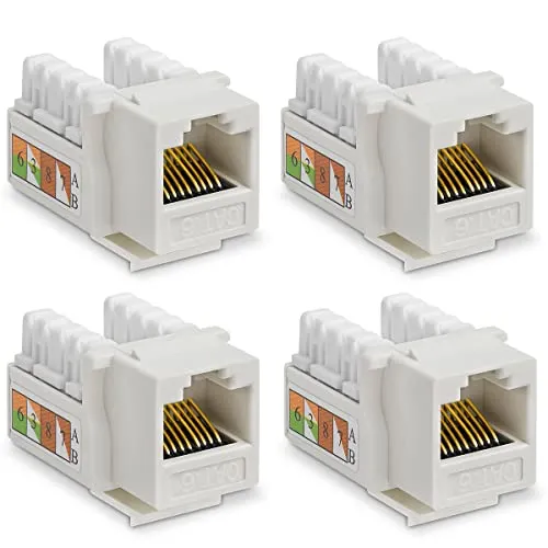 4X CAT6 Keystone RJ45 Modul Buchse 250 MHz werkzeuglos Kupplung Netzwerkkabel Einbaubuchse für Verlegekabel Patchpanel Netzwerkdose