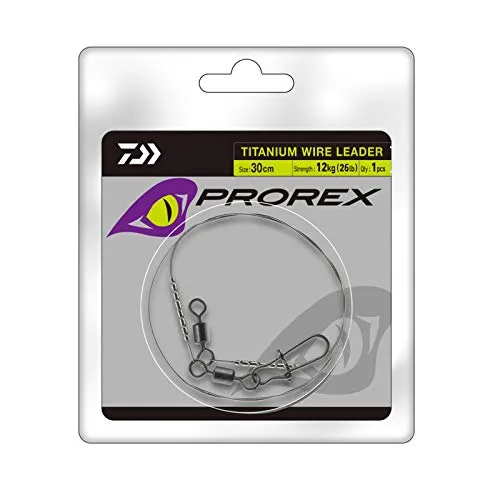 DAIWA PROREX Titanium STAHLVORFACH 0 2m 25kg / 55 12lbs Mit Wirbel und Karabiner 17925-725