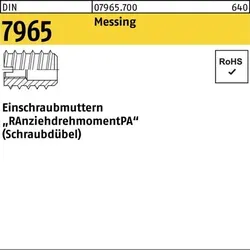 Einschraubmuttern DIN 7965 Messing M5 x 12mm - Sonstige Elektroinstallationsartikel, hochwertige Messing Einschraubmuttern für zuverlässige Verbindungen in Holz, ideal für präzise Anwendungen.