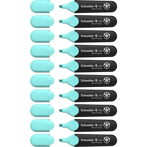Schneider Job 150 Pastell Textmarker (aus recyceltem Kunststoff, ausgezeichnet mit Der blaue Engel) 10er Pack türkis