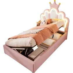 Prinzessinbett mit LED-Beleuchtung und Stauraum, 90x200cm