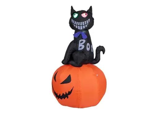 EUROPALMS Halloween Aufblasbare Figur Katze mit Kürbis
