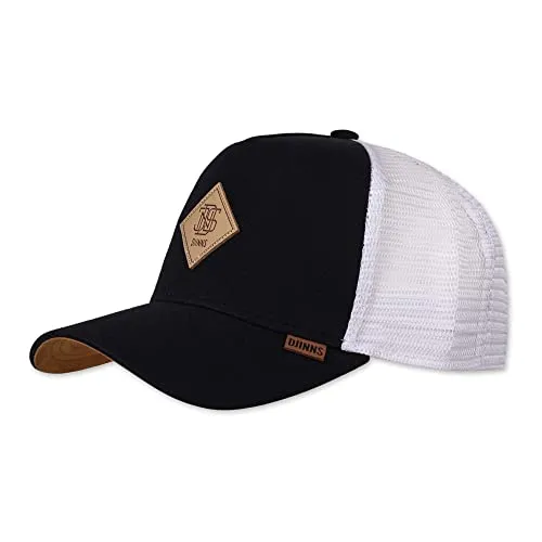 Djinns Jersey Patch Trucker Cap Black/White - Baseball Cap für Herren mit leicht vorgebogenem Schirm und verstellbarem Plastikverschluss, ideal für jeden Kopf und perfekten Tragekomfort.