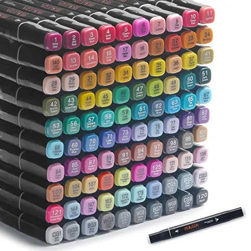 belleza suprema Colourful Markers with 100 Graffiti Pens Permanent Marker Kunstmarker professioneller Kunststift Dual Tips - Graffiti Stifte Coarse bunte Marker for Drafts and Comics