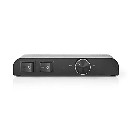Nedis Lautsprecher Control Box – 2 Lautsprecherpaare, einfache Steuerung - Smart Home Lautsprecherumschaltbox mit 2 Wippschaltern und Lautstärkeregler für einfache Bedienung. Elegante Metallausführung und maximale Belastung von 60 W pro Kanal.