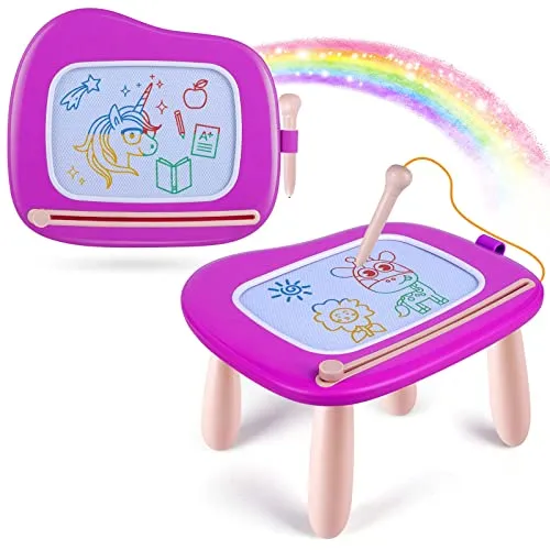 Smasiagon Kinderspielzeug ab 1 Jahr, Magnetische Maltafel Zaubertafel Bunt Zeichentafel Magnettafel mit 4 Beine für Kinder Geschenk für 1 2 3 Jahre Mädchen Junge Spielzeug (Violett)