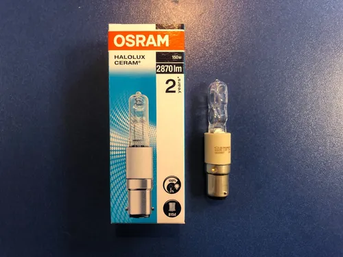 Osram Quarz-Halogen-Lampe B15d 150 W Clear 64498 HALOLUX CERAM - Halogenlampe für vielseitige Anwendungen, 100% dimmbar und ideal für stimmungsvolle Beleuchtung mit einer Lebensdauer von 2.000 Stunden.
