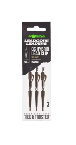 Korda Kable Leadcore Leader Hybrid Blei-Clip, QC-Drehgelenk, 50 cm, Kies