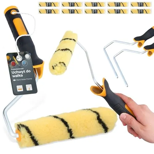 10x Farbroller 15 cm Farbwalze Ersatzrolle Malerrolle Lackierrolle Fassadenfarbe Wand Set mit 2x Farbrollerbügel Bügel Malerbedarf Anstricharbeiten Renovierung