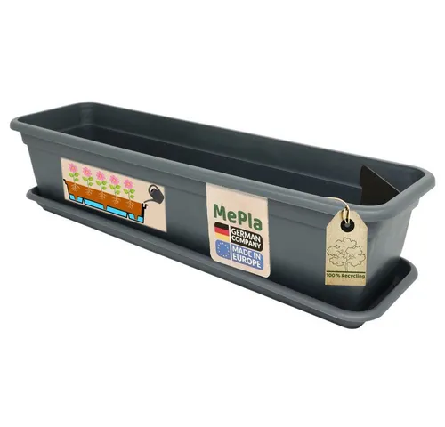 Heimwerkercenter Balkonkasten MePla Balkonkasten Balcony mit Bewässerung 40cm Untersetzer Anthrazit