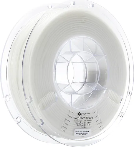 Polymaker PolyFlex TPU-90A - Flexibles 3D-Druck Filament, 750g, Weiss - Zubehör für 3D-Drucker, bietet hohe Flexibilität und UV-Beständigkeit für langlebige Druckergebnisse.