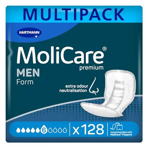 Molicare Premium Form MEN 6 Tropfen - Inkontinenzeinlagen für mittlere Inkontinenz, bieten hohe Sicherheit, extra Auslaufschutz und Diskretion für Männer, mit sofortigem Trocken-Gefühl.