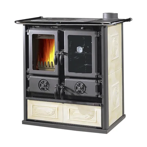 Firefix Kaminofen La Nordica Küchenherd »Rosetta«, 7,2 kW - Kaminöfen – Moderner Küchenherd mit nostalgischem Charme, ideal zum Heizen, Kochen und Backen, ausgestattet mit Holzfach und hochhitzbeständigen Glasscheiben.