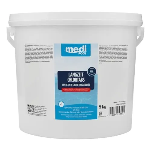 Langzeitchlortabletten 200g - mediPOOL - Wasserpflege für Pools & Whirlpools: Langzeit-ChlorTabs für dauerhafte Desinfektion, langsam löslich mit hohem Aktiv-Chlorgehalt, ideal für Pools ab 20m³, einfache Dosierung.