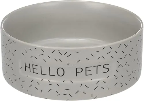 Hundenapf Keramik – hundenapf mittelgroße Hunde – 800ml – rutschfest & stilvoll – rund grau – Flamingo Lada