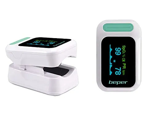 BEPER P303MED050 Pulsoximeter, Oximeter, Pulsoximeter für Sauerstoffsättigung (SpO2), Pulsfrequenz (PR), LED-Anzeige, Batteriebetrieben, Inklusive Trageband