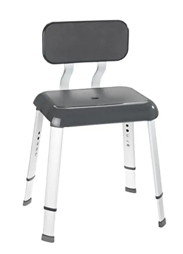 WENKO Badhocker mit Rückenlehne Secura Premium Duschhocker, bis 130 kg Tragkraft Grau - Anthrazit
