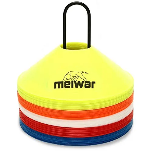 meiwar Fussball Hütchen - Markierungshütchen Set für Fußball Training | 50er Set oder 20er Set