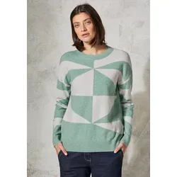 CECIL Damen B303034 Cosy Geometric Intarsia Tanktop, Glaced Green Melange, XXL EU - Stylisches Tanktop in geometrischem Design, perfekt für lässige Sommerlooks und bequemes Tragen.