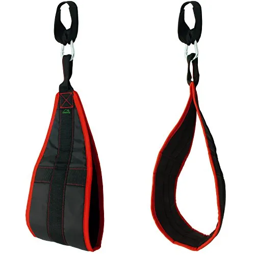 CampTeck U6833 Ab Straps Slings Armschlaufen für Bauchtraining gepolsterte hängende mit Karabiner für Bauchmuskeltraining, Bauchpresse, Beinheben, Fitness Gewichtheben Training - schwarz, 1 Paar