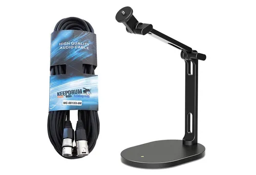 RØDE DS-2 Desktop Mikrofonständer mit XLR-Kabel - Mikrofonständer mit schwerem Stahlsockel für optimale Positionierung, belastbar bis 900g, inklusive 6m XLR-Kabel für Studio- und Liveanwendungen.