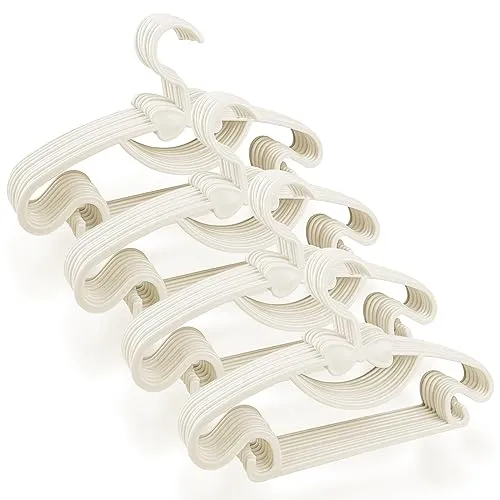 Magrimaxio 40 Stück Kleiderbügel Kinder Weiß, Kinderkleiderbügel 29.7cm, Baby Kleiderbügel Kunststoff, Clothes Hangers rutschfest, Babykleiderbügel Platzsparende, Kleiderbuegel für Kleiderschrank
