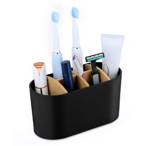 Badezimmer Zahnputzbecher Bambus in schwarz von Tinyyo