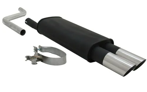 Novus Sportauspuff für VW Polo 2/3 86C 2x76mm MS-Design - Schalldämpfer mit sportlichem Design, verbessert die Motorleistung und sorgt für einen kraftvollen Sound.