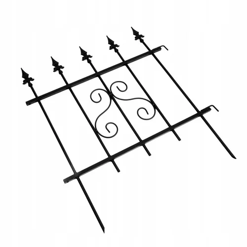 Garten Dekoration Schwarz Palisade Gartenzaun Stahl 66 cm Metall