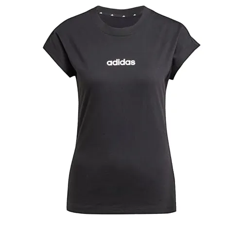 adidas Women's Essentials LINEAR Cotton T-Shirt, Black/White, L