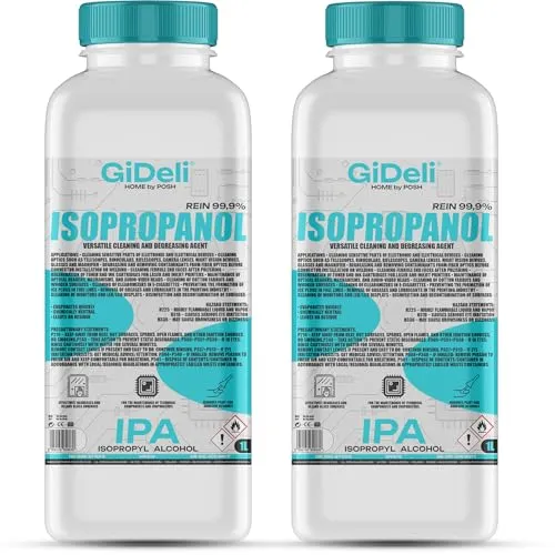 GiDeli Isopropanol 99,9% 2 Liter Reiniger Hochprozentiger Isopropylalkohol IPA Reinigungsalkohol für Reinigung von elektronischen Bauteilen, Linsen und Bildschirmen - Reinigung von Harzen im 3D-Druck