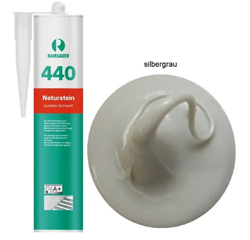 Ramsauer Dichtstoff Ramsauer 440 Naturstein Silikon Dichtstoff 310ml Kartusche, gebrauchsfertig, UV beständig, neutral vernetzend, schnellhärtend, pilzhemmend
