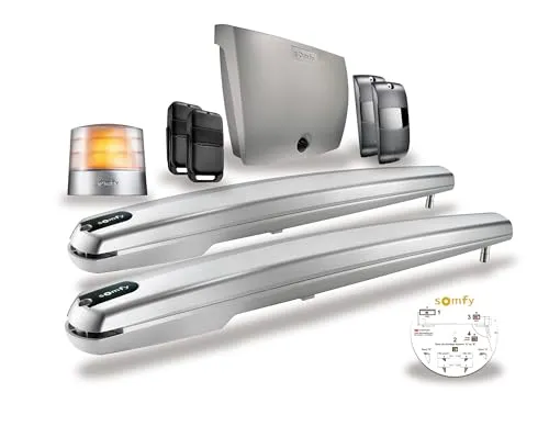 Somfy 1240653 Garagentorantrieb Exavia Star - Torantrieb für Flügeltore bis 2,5m Breite, inklusive 2 Fernbedienungen und Warnleuchte. Mit automatischer Hinderniserkennung und Sprachsteuerung für maximalen Komfort.