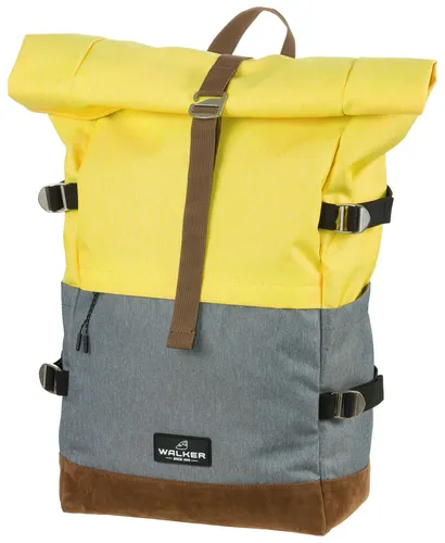 walker 42156-248 Schulrucksack Roll Up Two in Butter/Grey - Sonstige Kategorie: Leichter und ergonomischer Rucksack mit 30L Volumen, wasserabweisend und aus 50% recyceltem Material gefertigt - ideal für Schule und Freizeit.