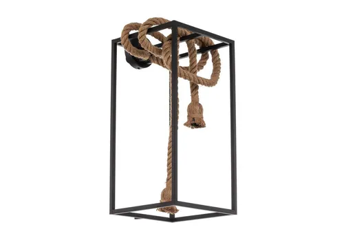 Lucande Wandleuchte Vlados, Schwarz mit Hanfseilen - Moderne Wandleuchte aus Metall mit dekorativen Hanfseilen, ideal für stilvolle Akzente in jedem Raum. Empfohlen für dekorative Leuchtmittel.