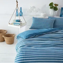 BETTWARENSHOP Bettwäsche Melangestreifen, Jersey, 2-teilig in blau von BettwarenShop